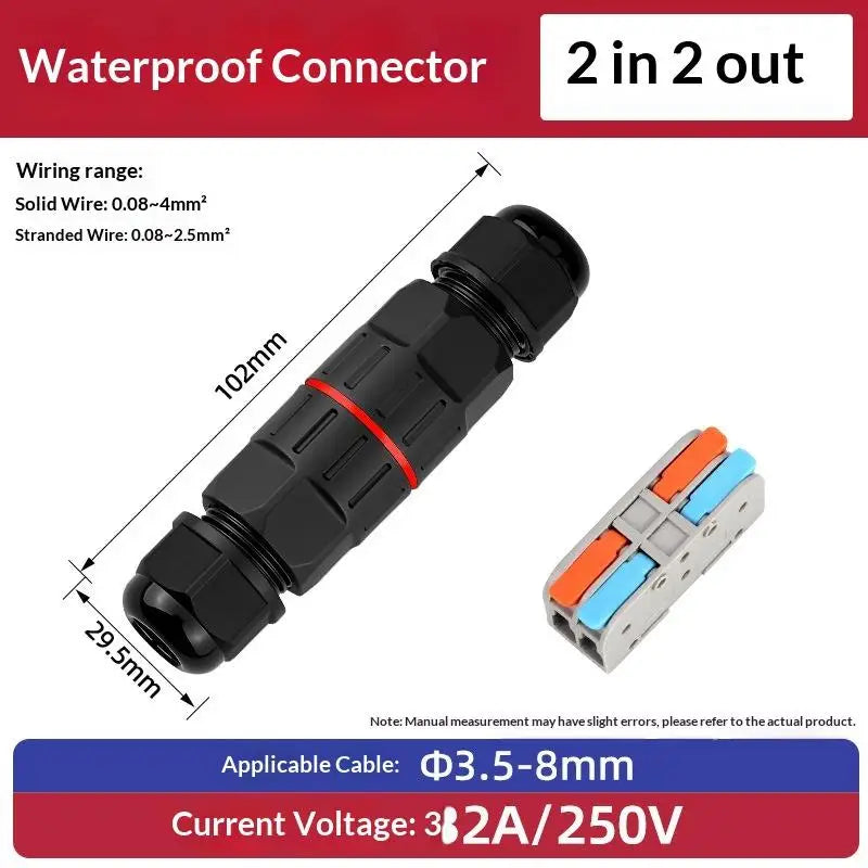 1 IP68 Waterproof Quick Connect Cable Connector 2 Out 3 Pin Qme 2 pin B 3PCS