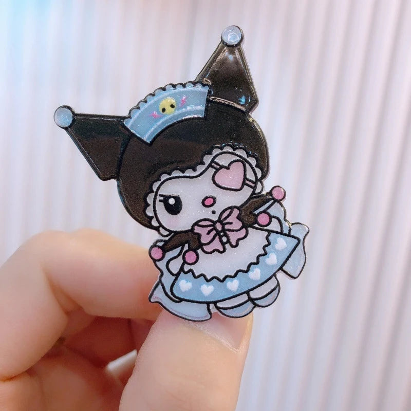 Clownee Headpiece Black Pink Hair Clip School Accessories Acrylic Qme