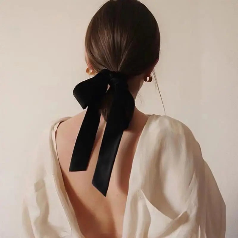 Fashion Vintage Black Velvet Bow Hair Ribbon Scrunchie Women Girls Qme Default Title
