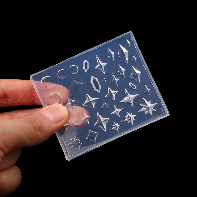 Silicone Nail Art Molds Rhombus Diamond Pentagram Design Carving Qme