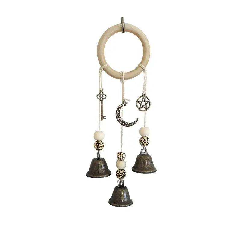 Bohemian Wind Chime With Natural Wooden Hoop And Vintage Metal Bells Perfect For Porch Balcony Boho Style Home Wall Decoration Qme A2