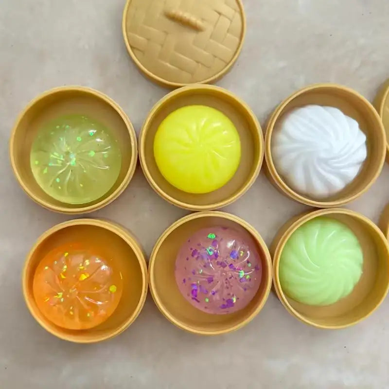 Cute Mini Soup Dumpling Stress Relief Toy Crystal Bun Slow Rebound Qme