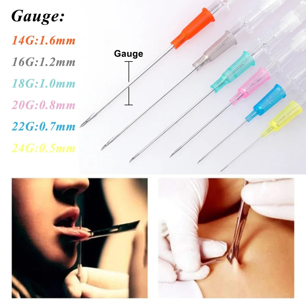 5/10PCS Sterilized Catheter Piercing Needles Supply Professional Piercing Stores Home Nose Lip Ear Eyebrow Body Piercing Needle Qme