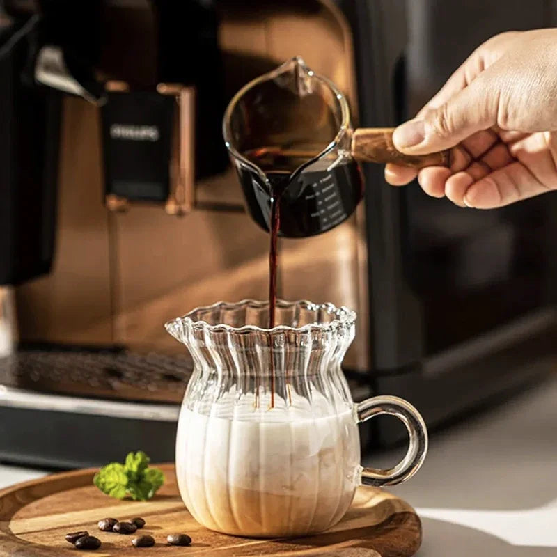 Heat-resisting Glass Espresso Measuring Cup Double Single Mouth Milk Qme