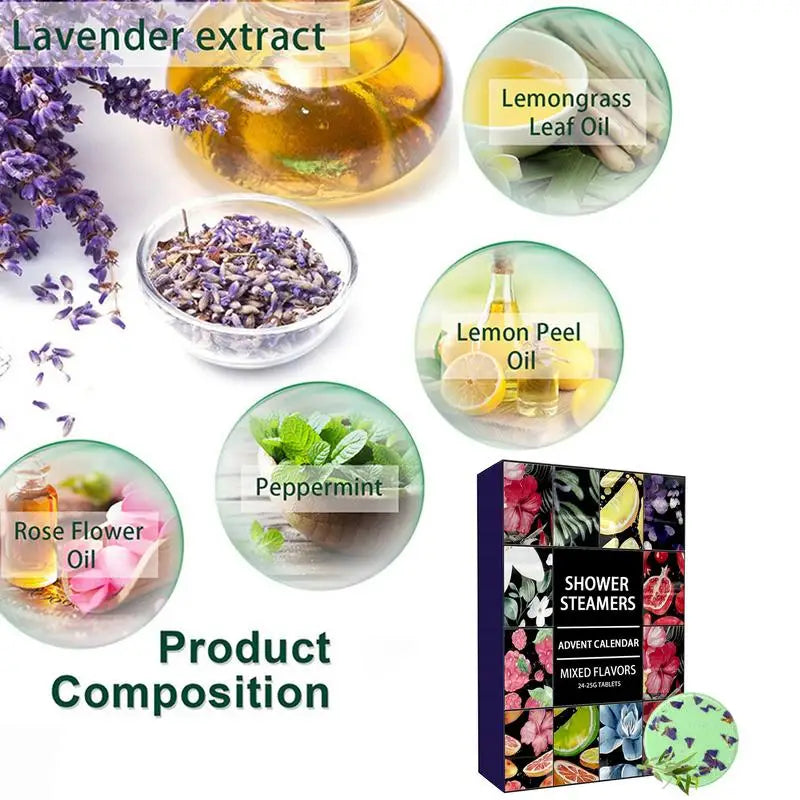 Shower Steamers Advent Calendar Aromatherapy Bombs Self Care Qme