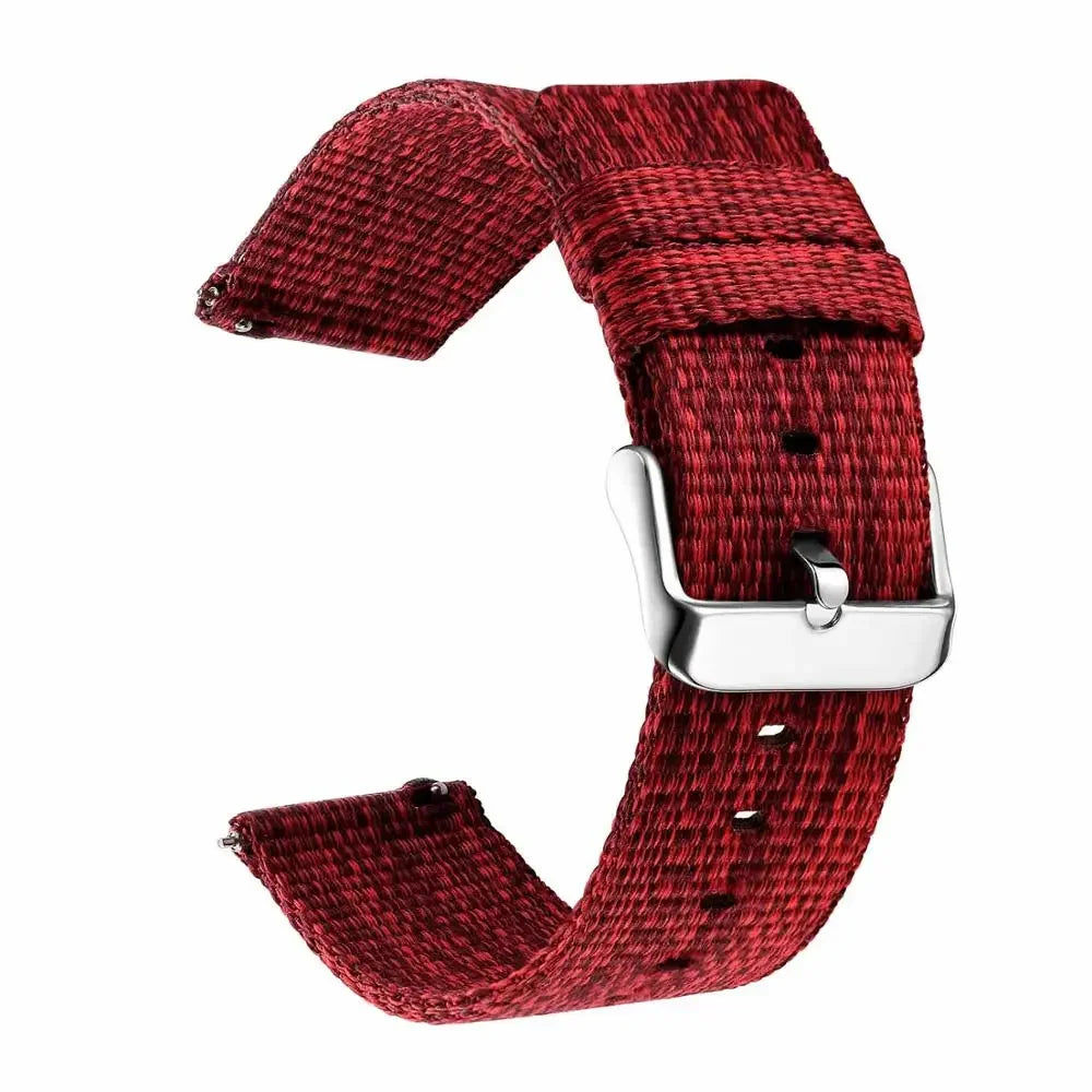 Nylon 18mm 20mm 22mm Watchband for Samsung Galaxy Watch 4 40mm 44mm Classic 42mm 46mm Gear S3 S2 Bracelet Strap For Amazfit Bip Qme Red 24MM