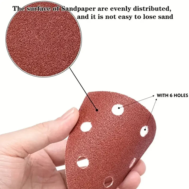 10/60pcs Triangle Sanding Pads 6 Holes Multi-Grit 40-320 Efficient Dust Extraction Design Angle Grinder & Delta Sanders Qme