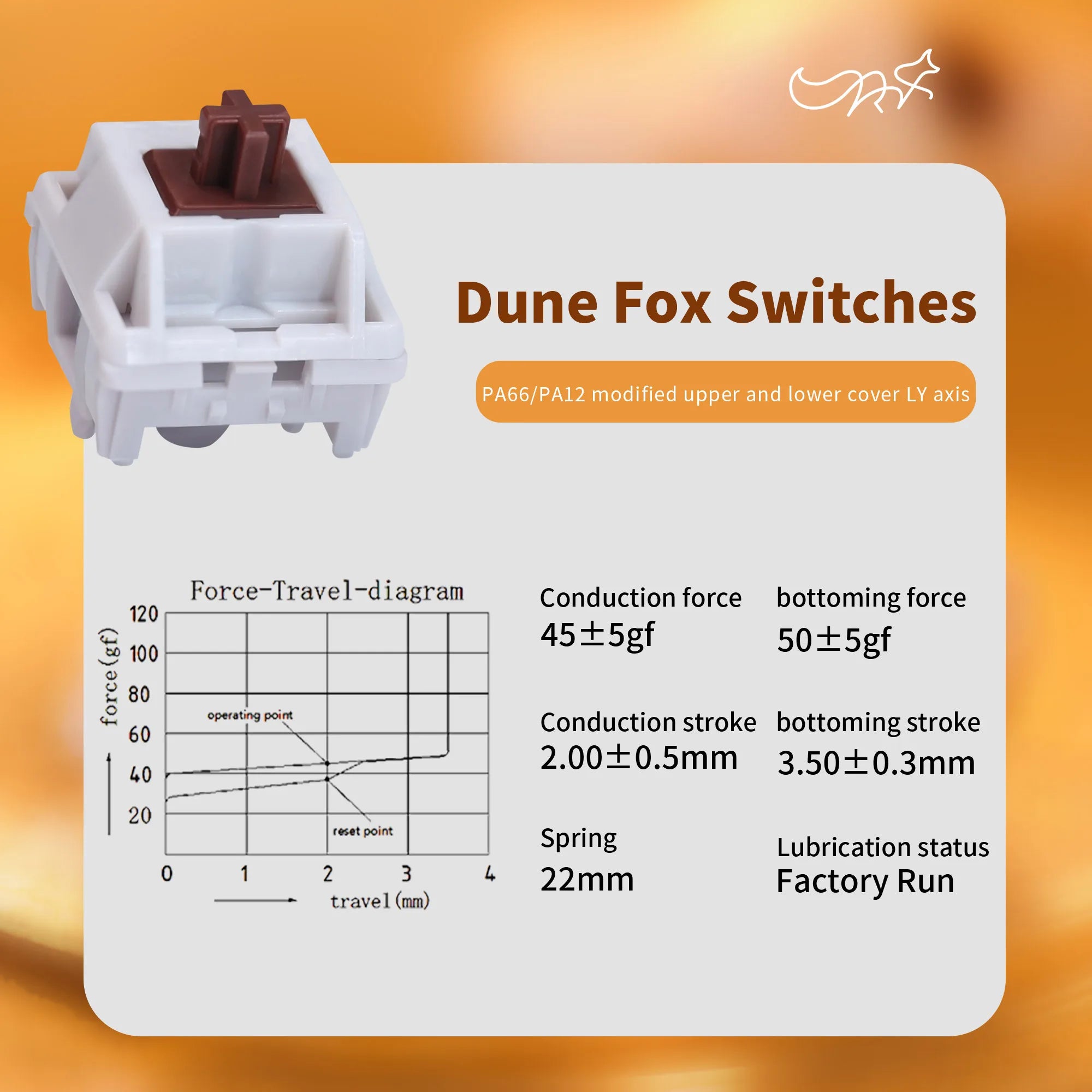 Chosfox&HMX Dune Fox Switch Linear Gaming Mechanical Keyboard Switch 45g/55g HIFI 5 Pin Hot Swap Custom Pre Lubed Trigger Switch Qme
