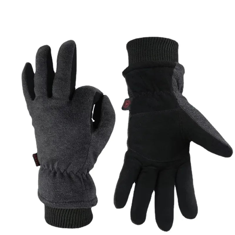 Winter Gloves Deerskin Leather Water-Resistant Windproof Insulated Work Glove for Driving Cycling Hiking Snow Skiing 8008 Qme