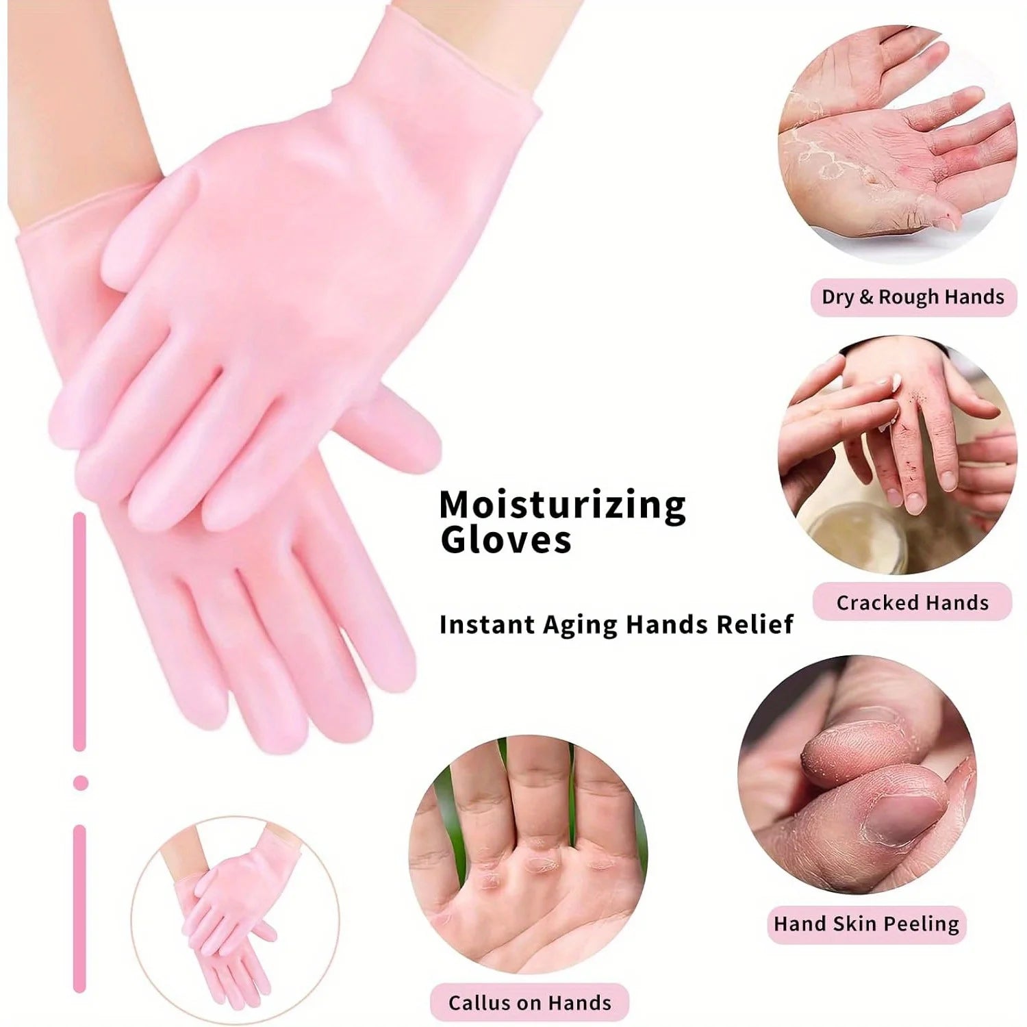 Reusable Silicone Moisturizing Gloves Socks Set Spa Gel Hand Foot Care Kit Washable for Dry Cracked Skin Repair Night Sleep Spa Qme