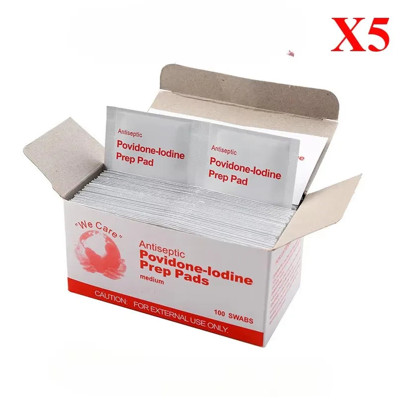 Skin Iodine Wound Disinfection Treatment, Convenient to Carry Outdoor Sports Disaster Essential First Aid Kit Supplies Qme 500pcs
