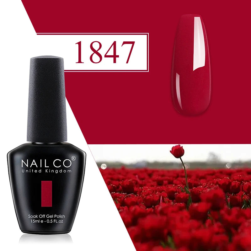 NAILCO Red Gel Nail Polish Wine Purple Semi Permanent Soak Off UV