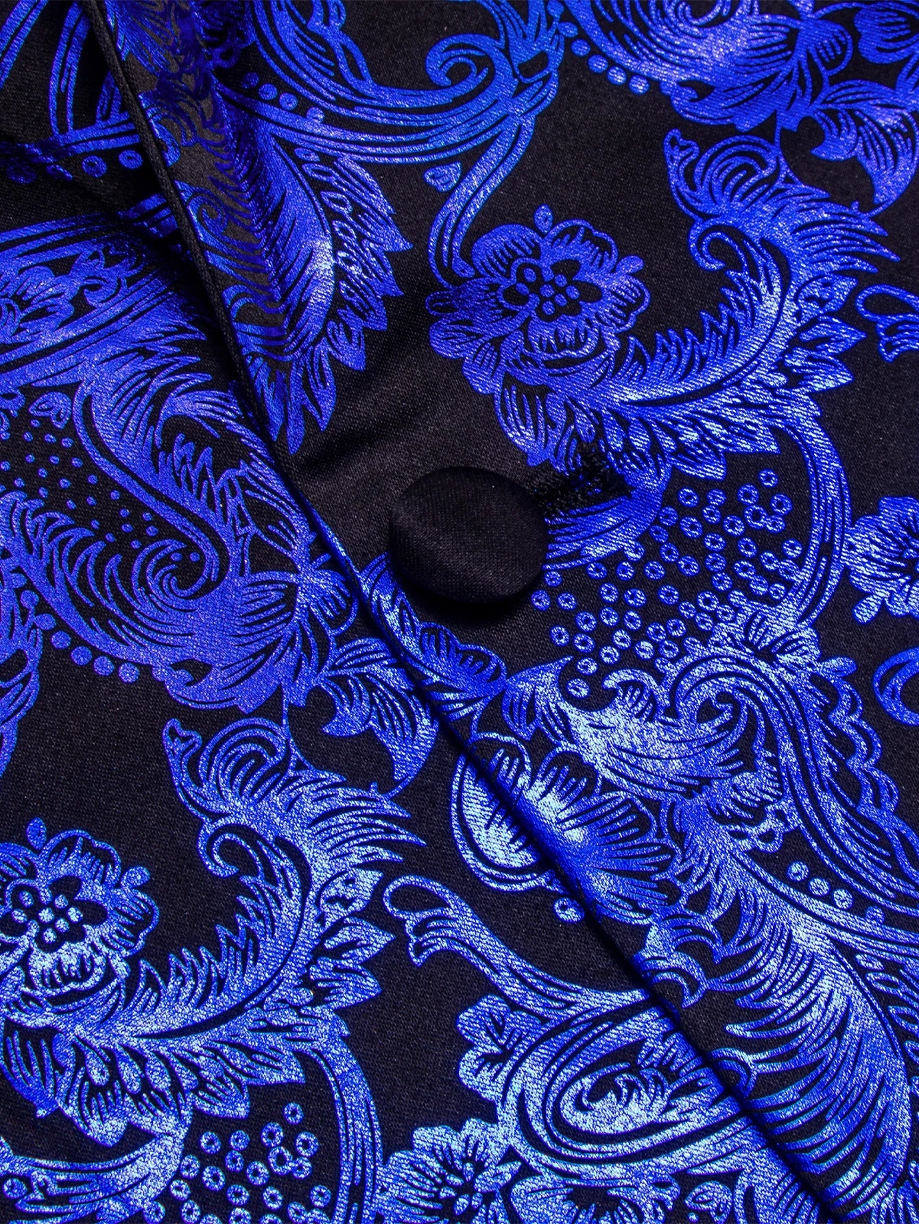 Mens Royal Blue Paisley Jacquard Shawl Lapel Blazer Luxury Single Breasted Tuxedo Jacket Formal Suit Coat for Wedding Prom Party Qme