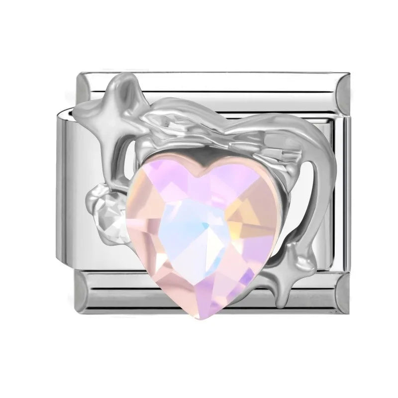 2026 Women Romantic Heart Shiny CZ Pattern Italian Charm Links Fit