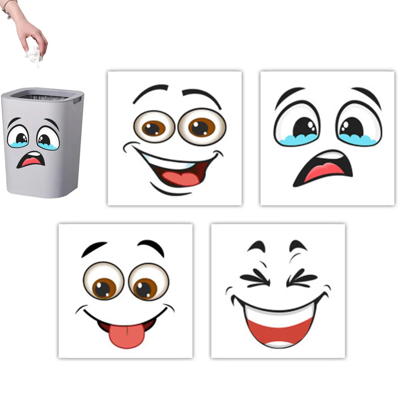 Garbage Can Stickers 4 7 8x7 Funny Expression Cute Wall Decals Toilet Qme