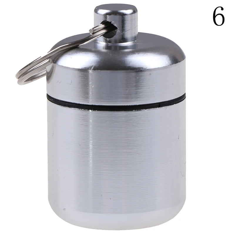 Portable Keychain Pill Case Aluminum Alloy Metal Medicine Container Qme 6