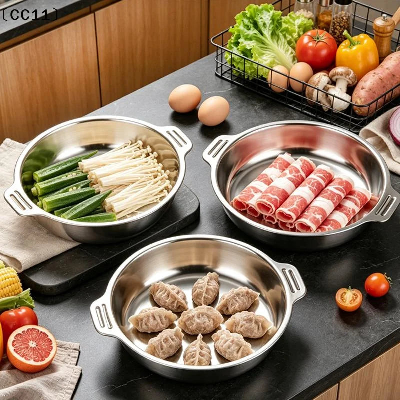Round Stainless Steel Food Storage Container Lid Grade- Airtight Tray Qme