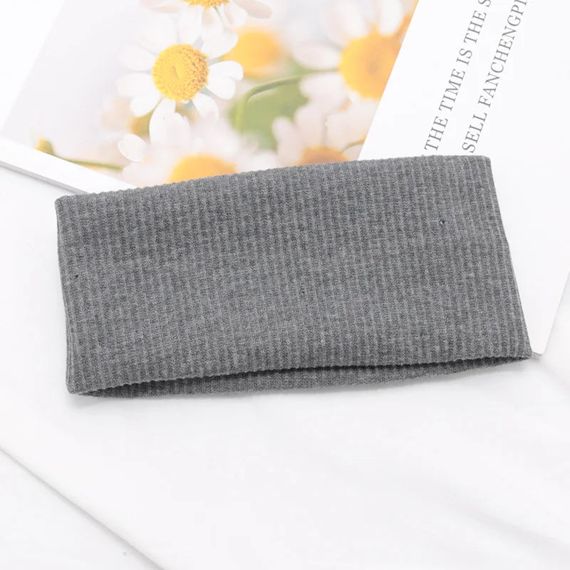 Women Solid Hairband Wide Hair Bands Elastic Headband Makeup Hoop Qme Dark Grey One Size