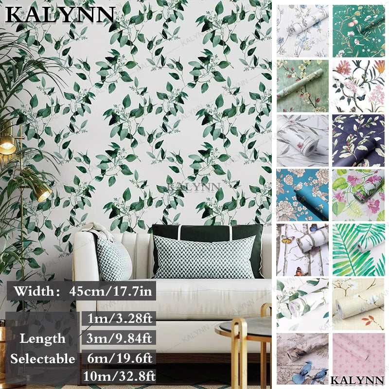 Vinyl Green Leaf Peel Stick Wallpaper Self Adhesive Contact Paper Qme