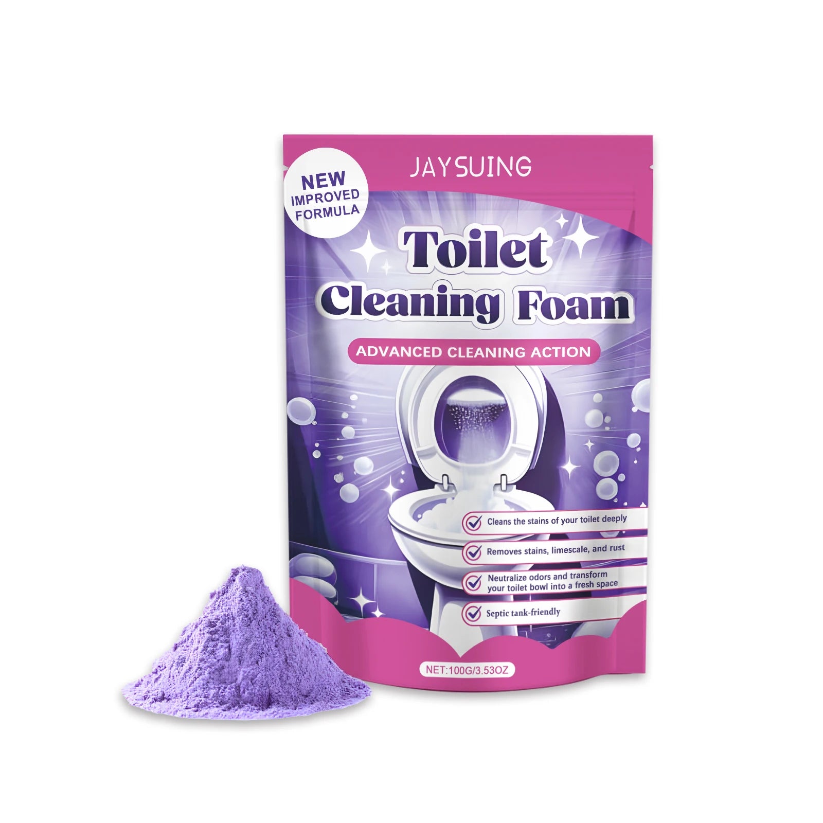 Toilet Cleaning Powder Powerful Cleaning Easy to Remove Stain Eliminate Odor Fresh Fragrance Household Toilet Descaling Powder Qme 100g Boxed