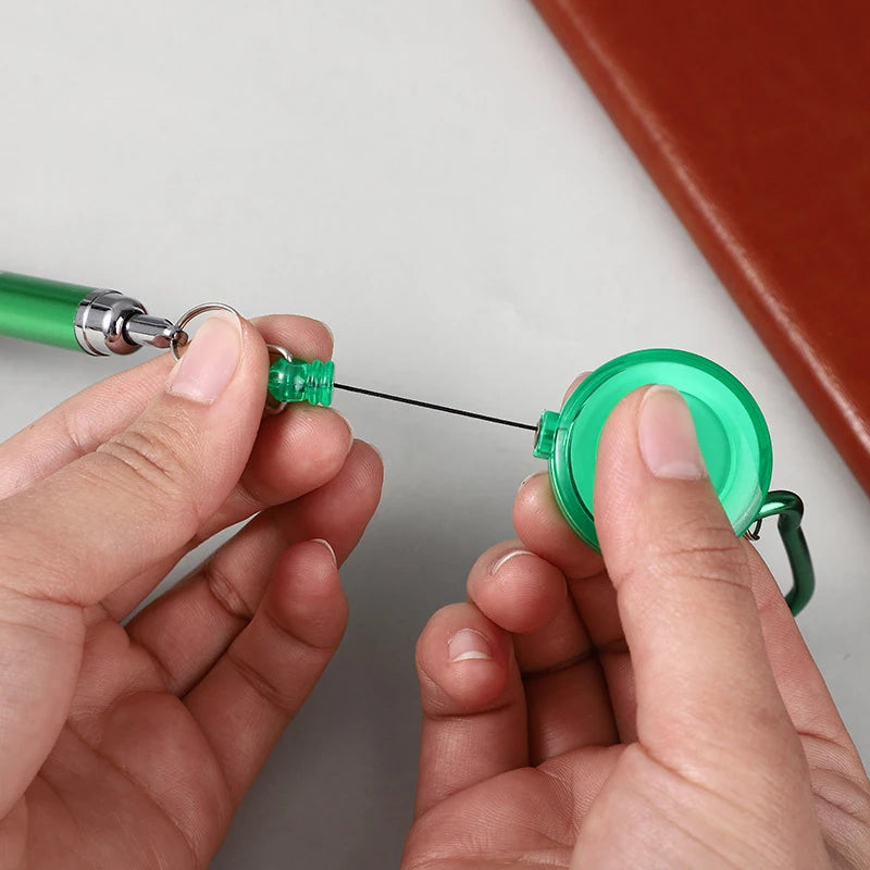 Buckle Ring Lanyard Stationery Retractable Key Chain Ballpoint Pen Qme