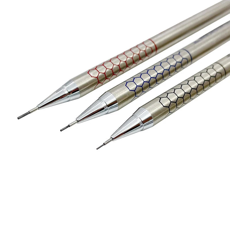 0.5 0.7 0.9mm Metal Mechanical Pencil with Eraser Set HB Lead Art Sketch Drawing Supplies Automatic Pencil Writing Stationery Qme