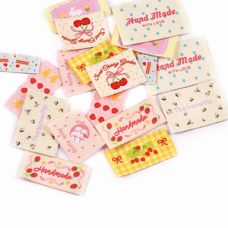 20pcs 15-56mm Mix Colorfull Cartoon Pattern Rectangle Label For DIY Clothing Decorative Personality Sewing Accessories cp3821 Qme
