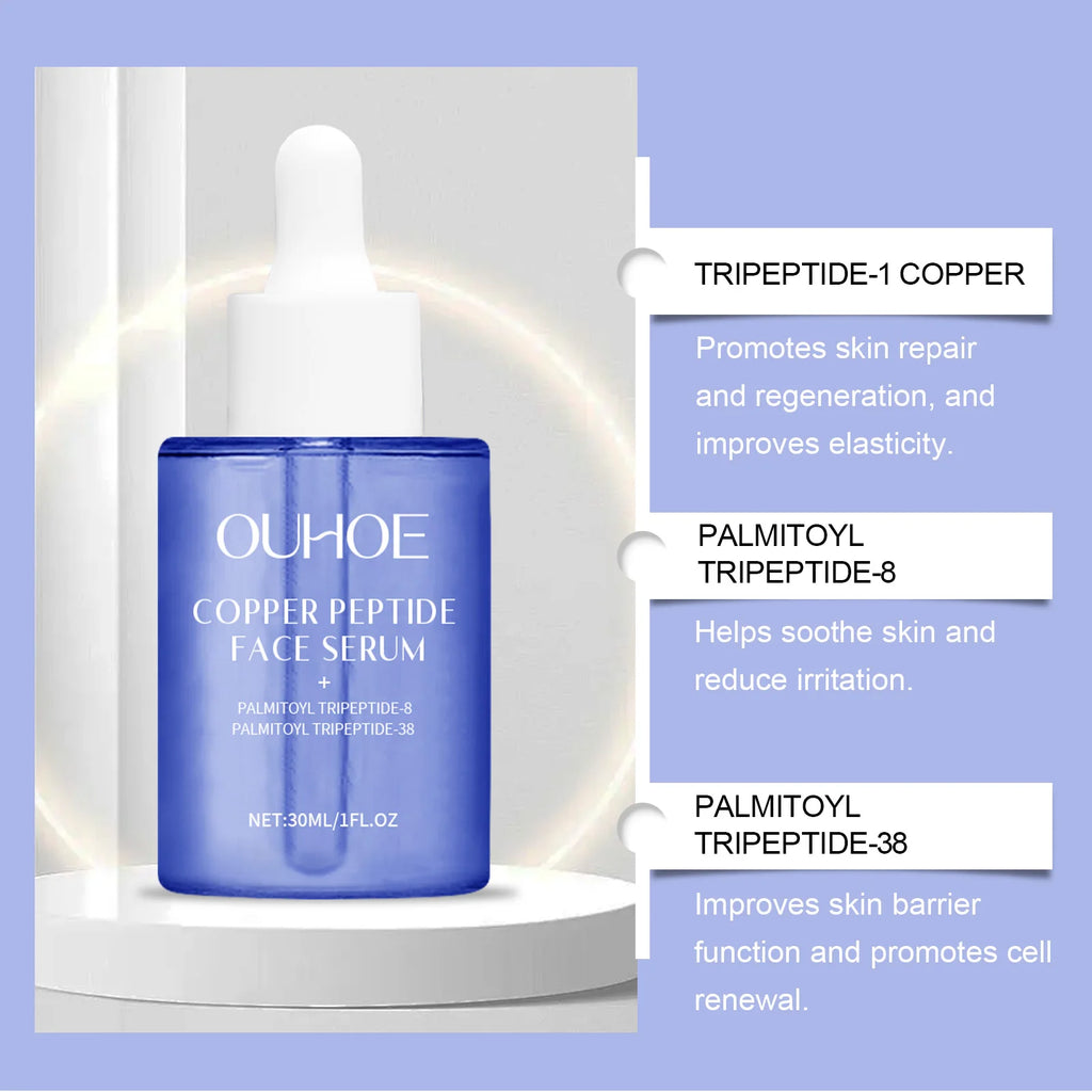 Copper Peptide Facial Serum Firming Skin Lighten Fine Lines Hydrating Moisturizing Smooth Facial Skin Brightening Care Serum Qme