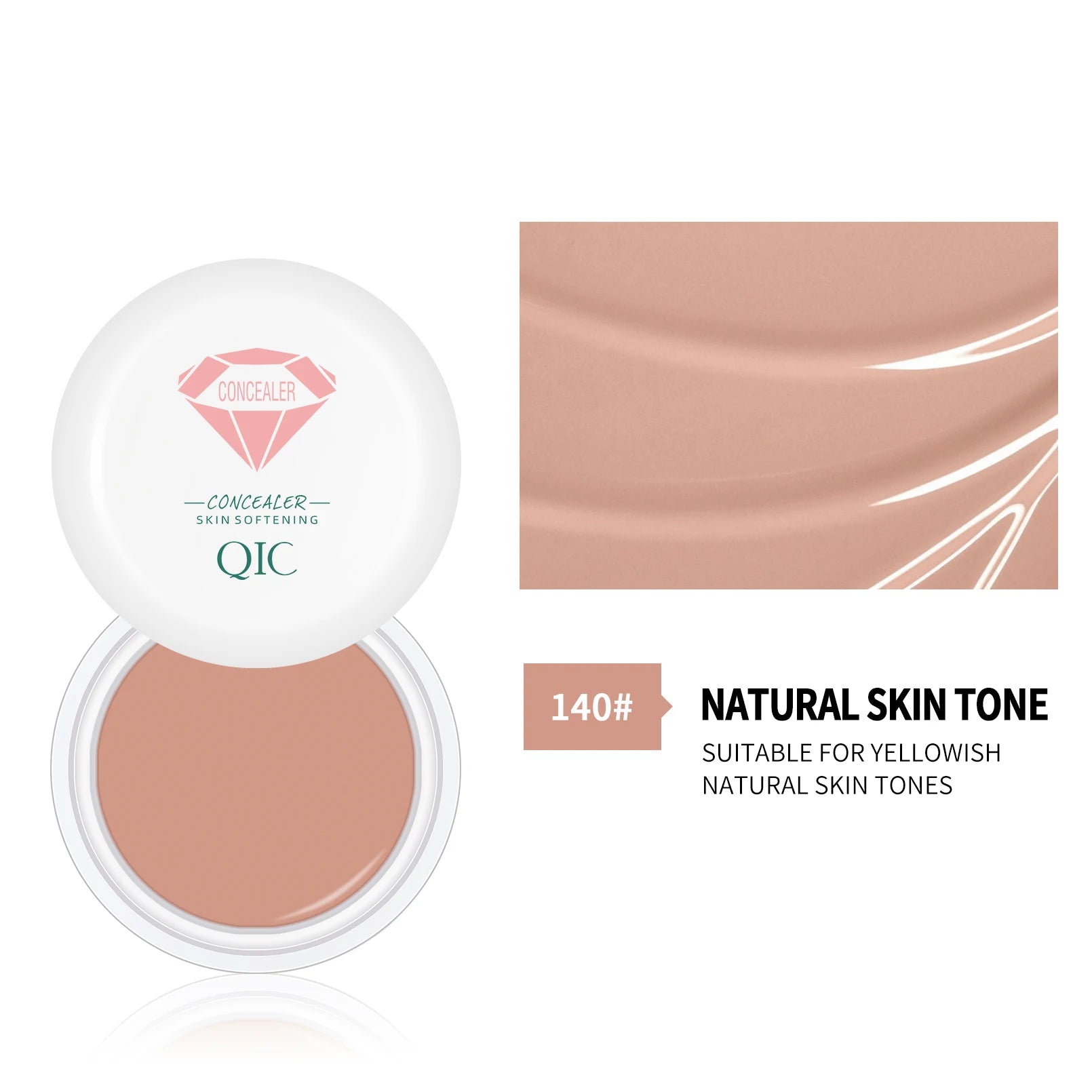 QIC Waterproof & Sweatproof Concealer Cream - Tattoo coverage, Long-Lasting Foundation, Natural,Full coverage, All Skin Types Qme Q513-140