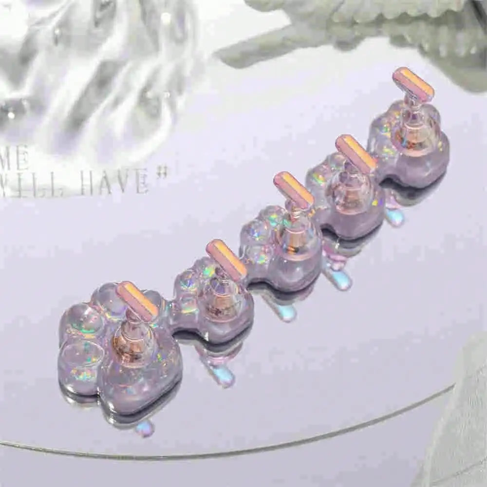 Nail Art Practice Base Aurora Holographic Tips Display Stand Soak Off Qme purple