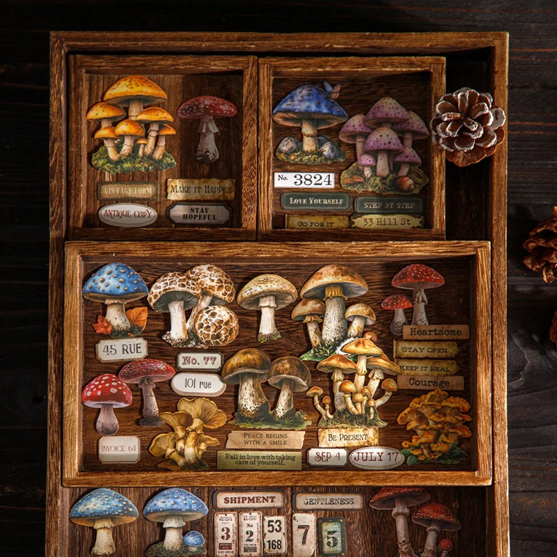 25 Sheets/Pack Vintage Mystical Mushroom Stickers for DIY Crafts Scrapbooking Phone Case Planner Journal Decoration Qme