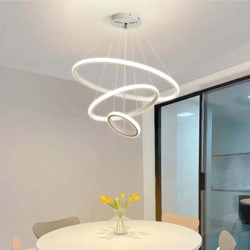 Modern led dining room chandeliers simple ring chandelier living bedroom Lights home indoor lighting decorative Pendant Lamps Qme
