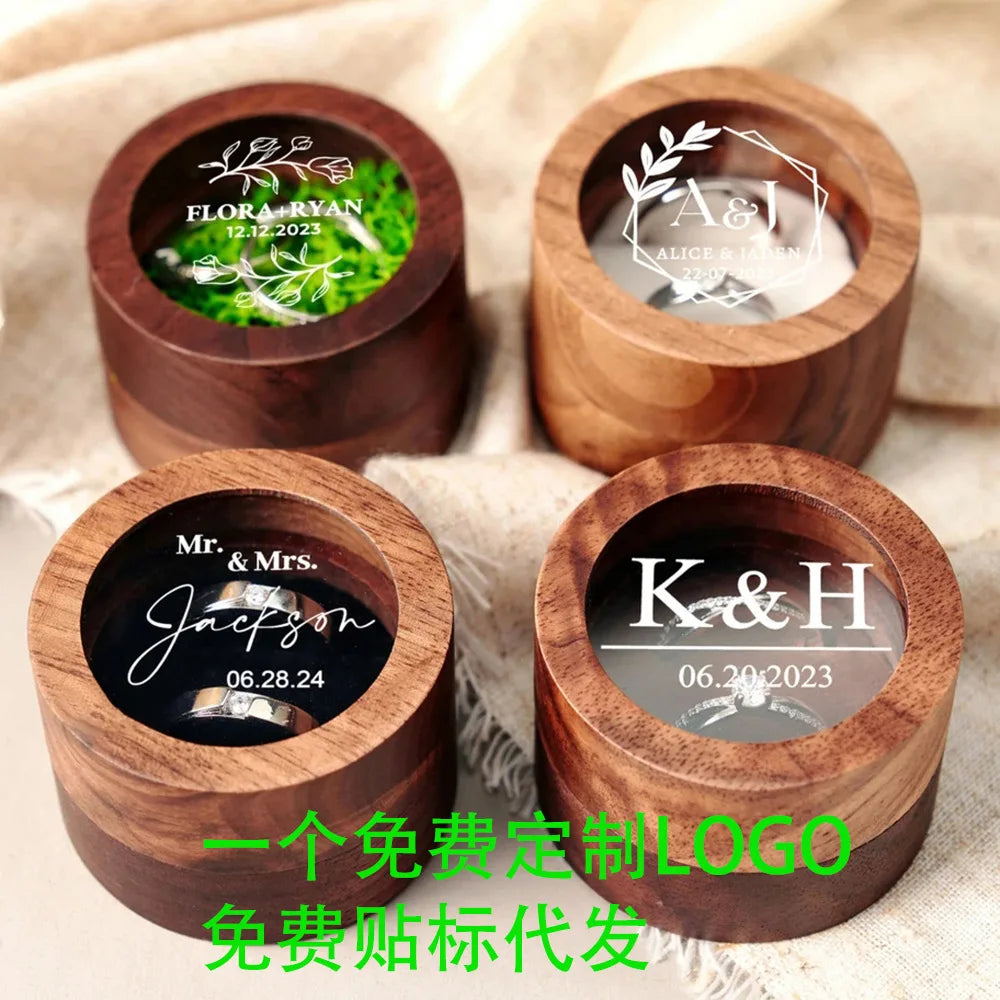 Premium Solid Wood Jewelry Organizer (Black Walnut) - Jewelry Display for Earrings & Couples Rings Jewelry Case Valentine Gift Qme