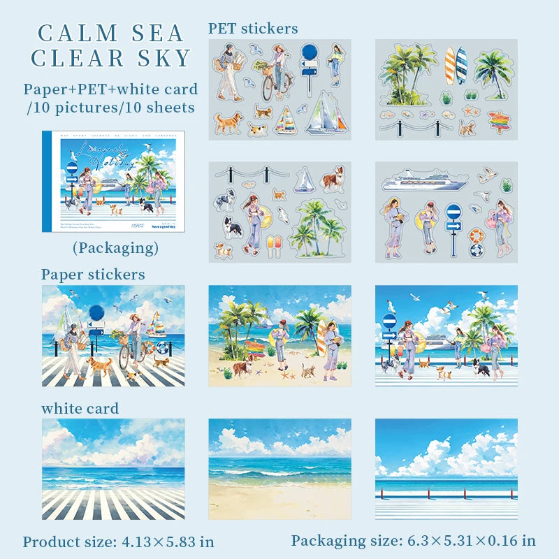 10Sheets Relaxing Holiday Sticker Book Scenic Landscape Theme for Scrapbooking Journaling Decorate Laptop Phone Case DIY Crafts Qme 1