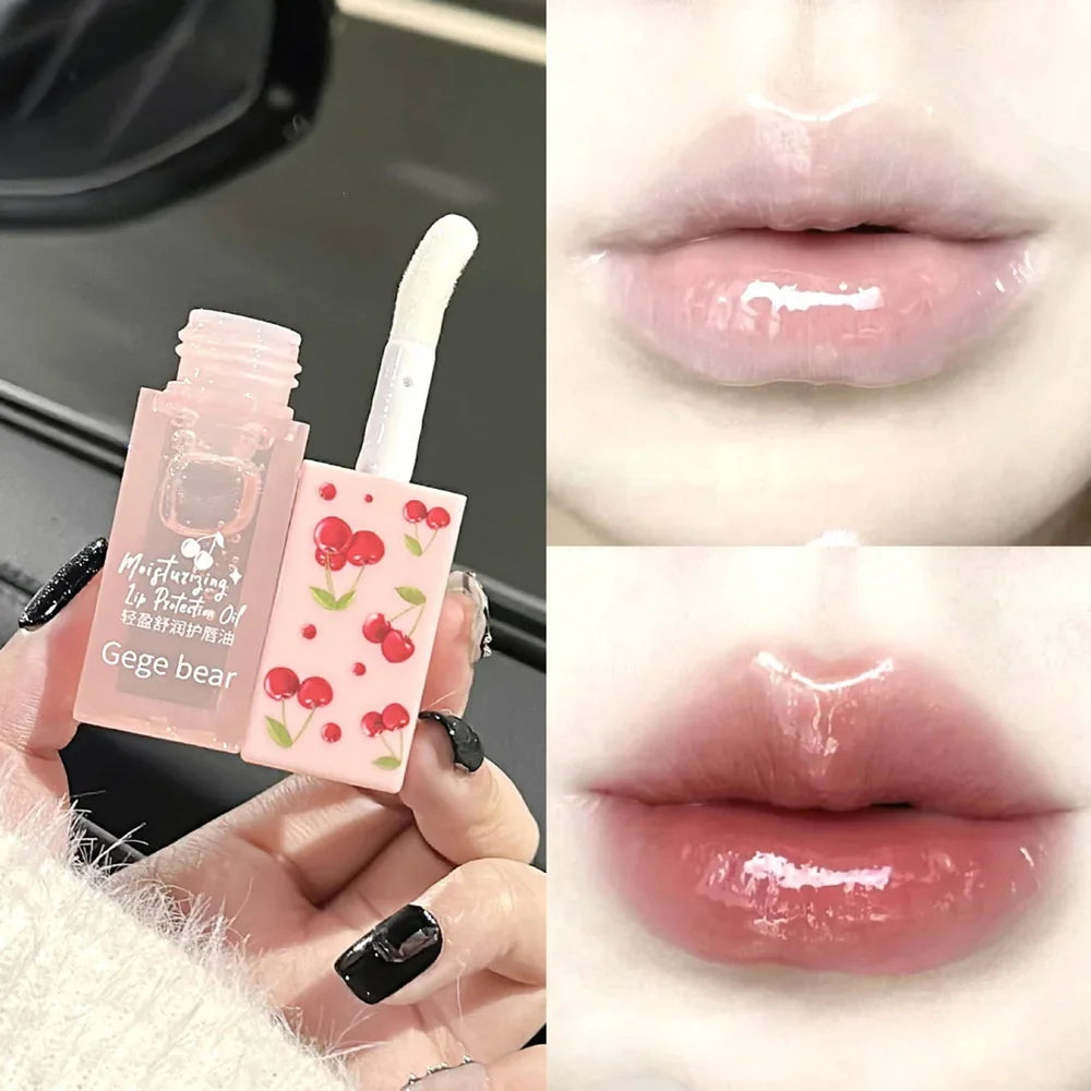 Cherry Hydrating Lip Balm Oil Gege Bear Light Moisturizing Soothing Qme
