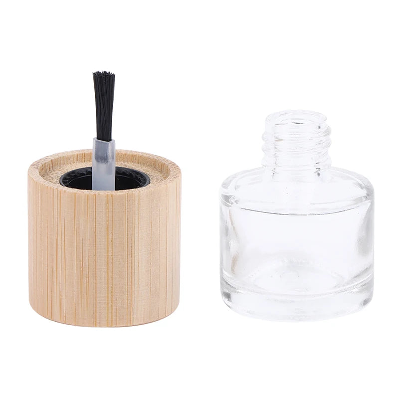 Hair Brush Nail Glue Bottle Solid Wood Bamboo Cover Oil Container Qme