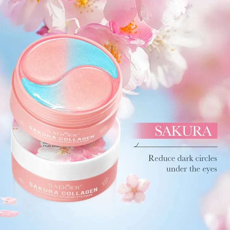 SADOER Sakura Collagen Eye Mask Anti Dark Circles Eyes Bags Removal Qme
