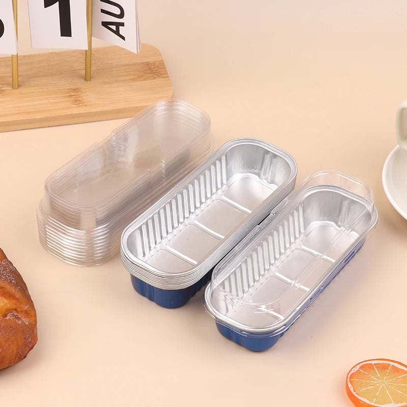 Mini Loaf Baking Pans Lids Rectangle Aluminum Foil Box Cake Pan Qme Blue
