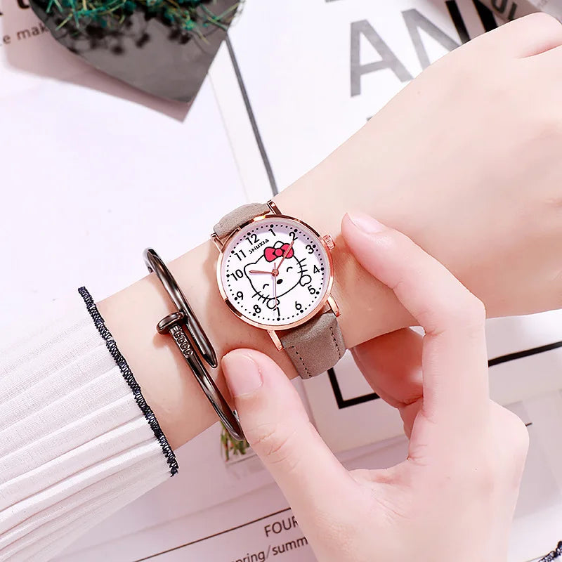 Hello Kitty Watch Minimalist, Cute Little Red Cat Student Watch in the Instagram Style Fresh and Chic Quartz Wristwatch Qme 7