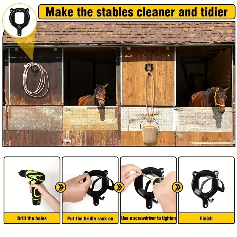 Horse Bridle Rack Bracket Hooks Tack Storage Halter Hanger Metal Qme