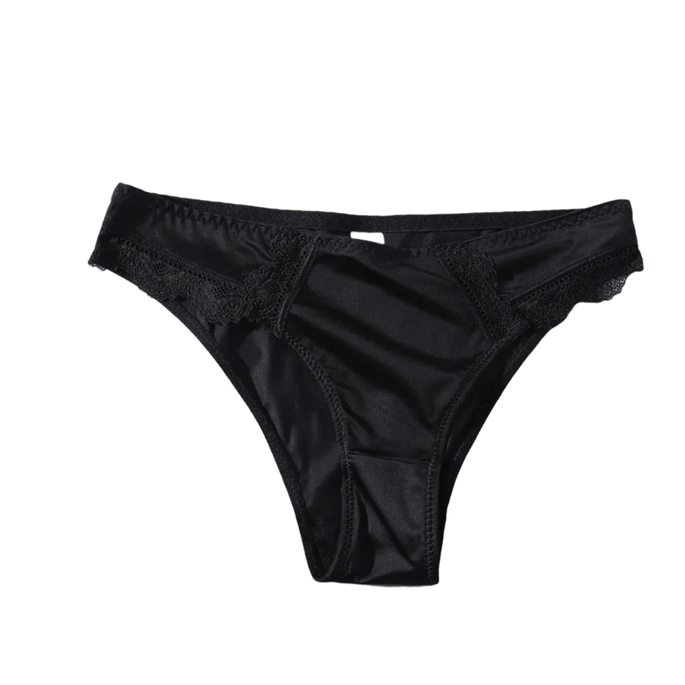 Breathable Low Waist Women Underwear Lace Lingerie Triangle Panties Qme Black M 1pc