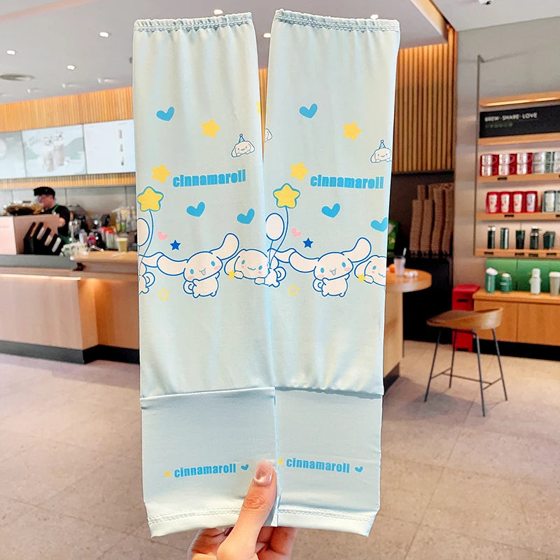 Kuromi Ice-Silk Arm Sleeves Cute Sun Protection Arm Sleeves with UV Protection Outdoor Breathable Arm Sleeves Qme