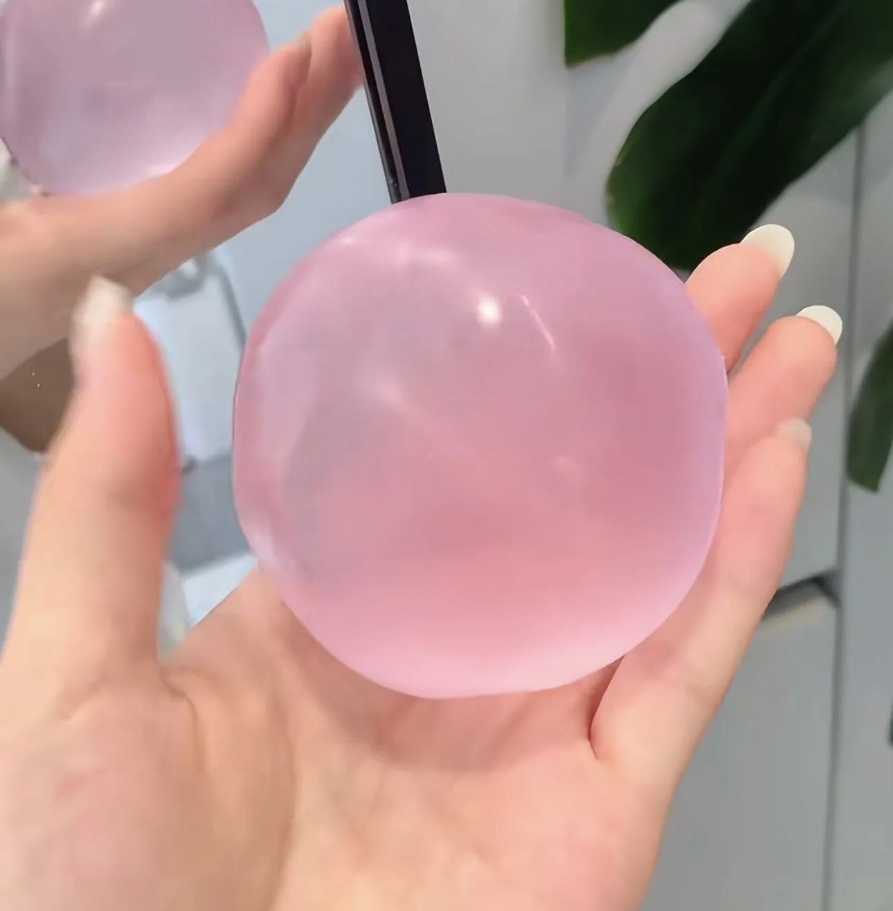 A Blue Maltose Squishy Toy Cute Mochi Anti-Stress Fidget Soft Transparent Ball Quick Rebound Decompression Stress Relief Toy Qme Pink pinch ball