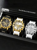3Pcs ZHOUWEI Multicolor Chronograph Sports Watch Set Silicone Strap Men’s Wristwatch Qme 3pcs