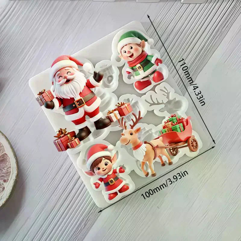 Reindeer Santa Claus Sleigh Elf Christmas Silicone Sugarcraft Mold Cupcake Baking Mould Fondant Cake Decorating Tools Qme