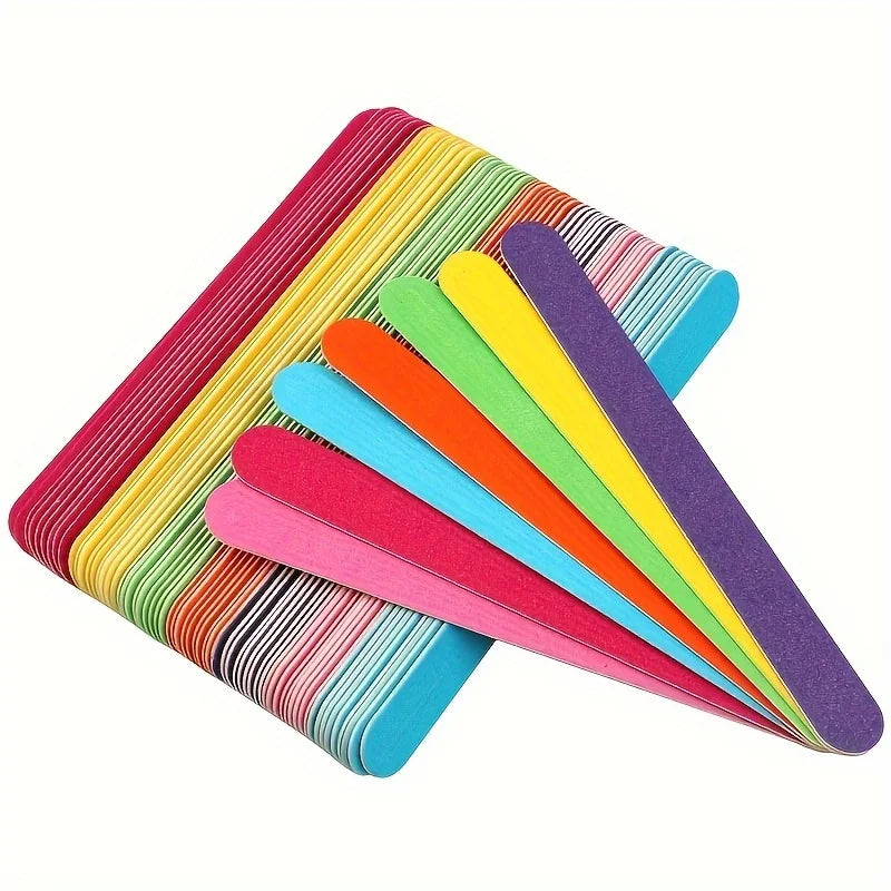 Double-Sided Nail Files, Comfortable Grip, Professional Manicure Sandpaper, Odorless Wooden Nail Polishers, Nail Files Qme