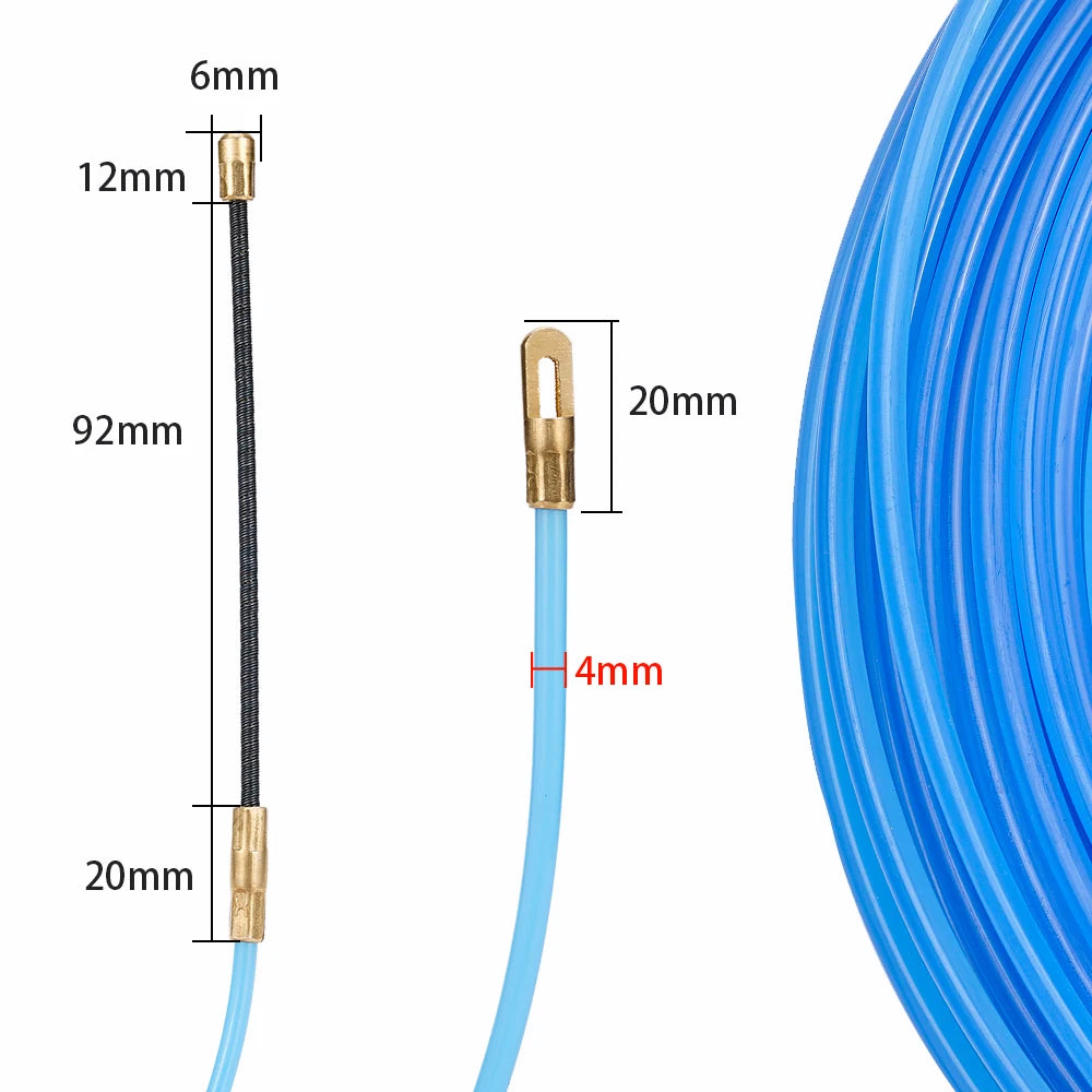 4MM 5M~40M Fiberglass Cable Puller Electric Cable Guide Device Nylon Duct Snake Wire For Electrician Fish Tape Wire Aid Tool Qme