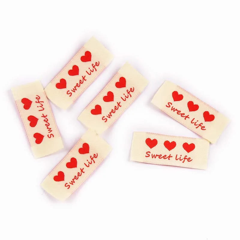 20pcs 15-45mm Mix Colorfull Flower/Heart/Tulip Pattern Label For DIY Clothing Decorative Sewing Accessories Without Gum cp3816 Qme 20pcs 50x20mm