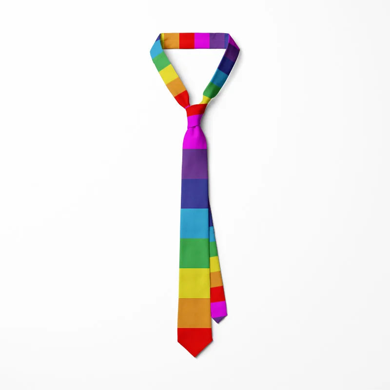 Personality Colorful Rainbow Striped Tie Fashion Business Fun Men's Qme style3 CN