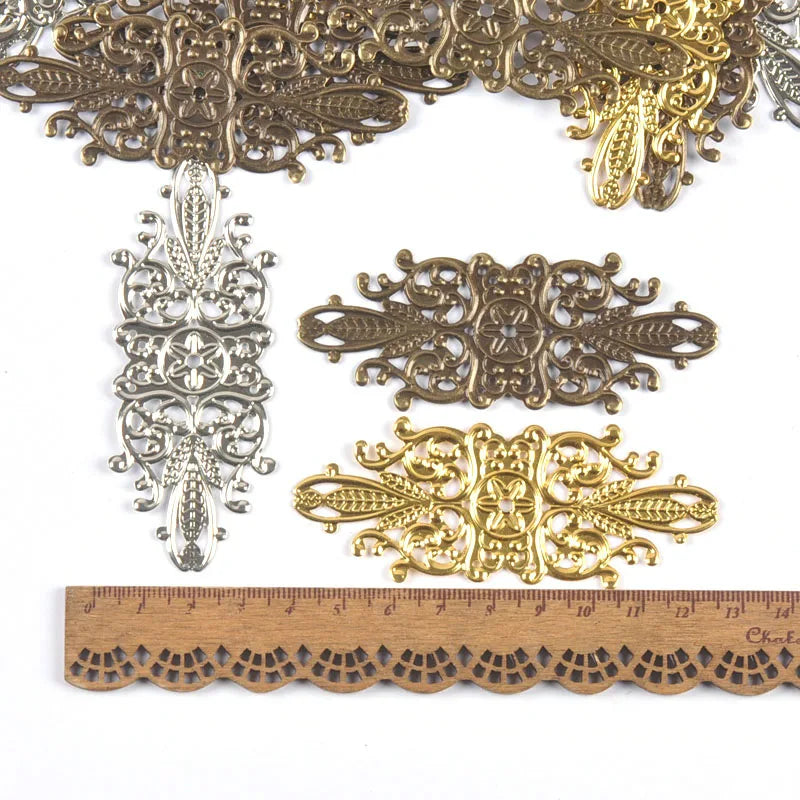 10Pcs Antique Bronze/Gold/Silver Flower Filigree Wraps Connectors For Making Jewelry Findings Metal Crafts DIY Home Decor yk0905 Qme